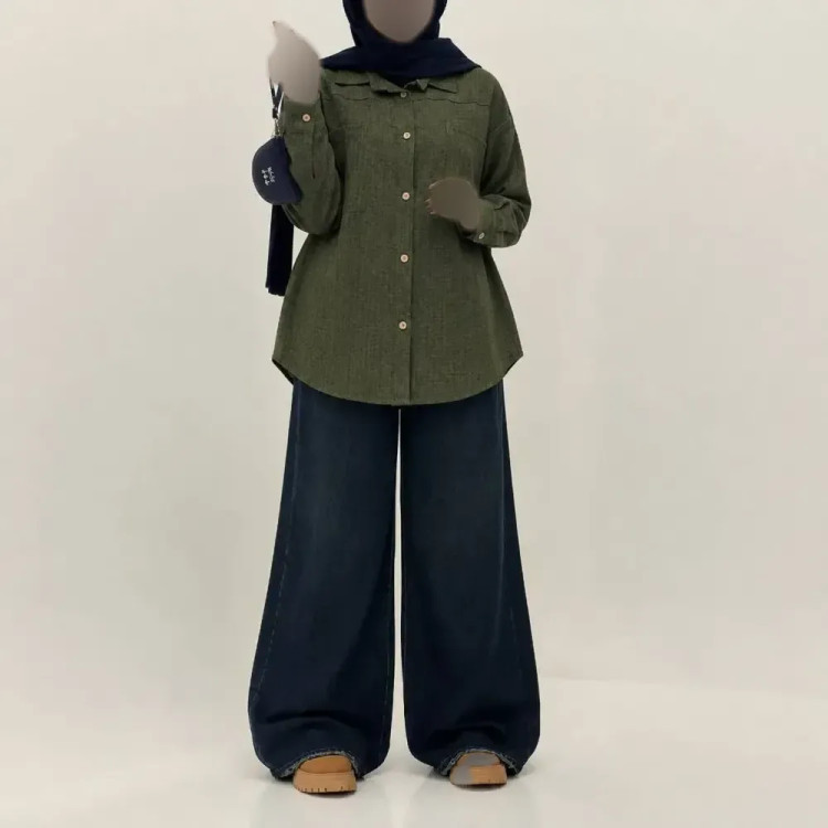 مانتو شانتون پشت دکمه زنانه مدل ارغوان سایز 40 تا 48
