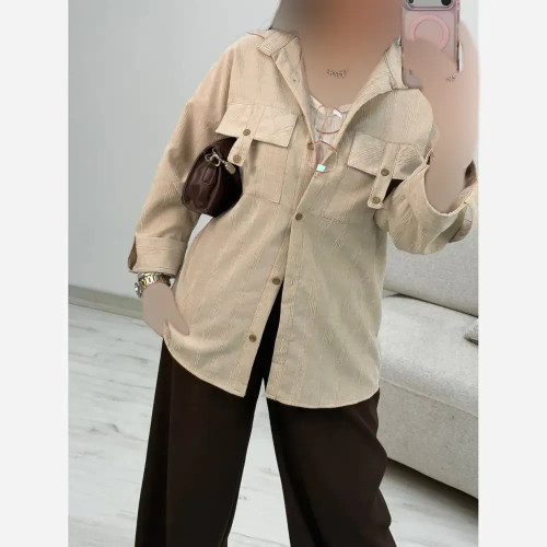 شومیز زنانه مدل جیب صلیبی جنس شانتون فری سایز 38 تا 46