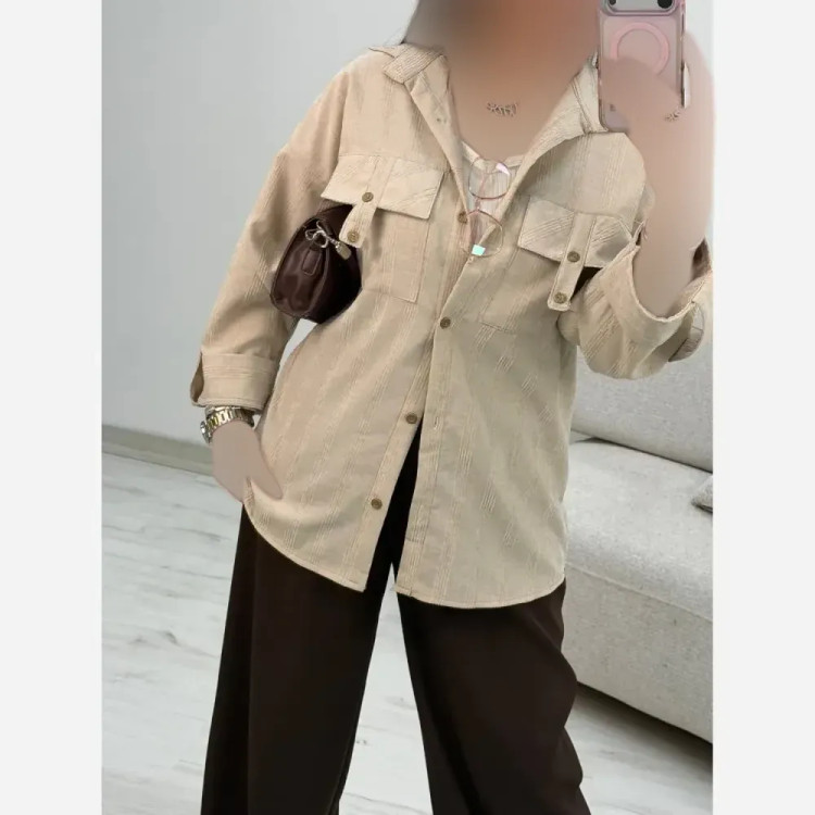 شومیز زنانه مدل جیب صلیبی جنس شانتون فری سایز 38 تا 46