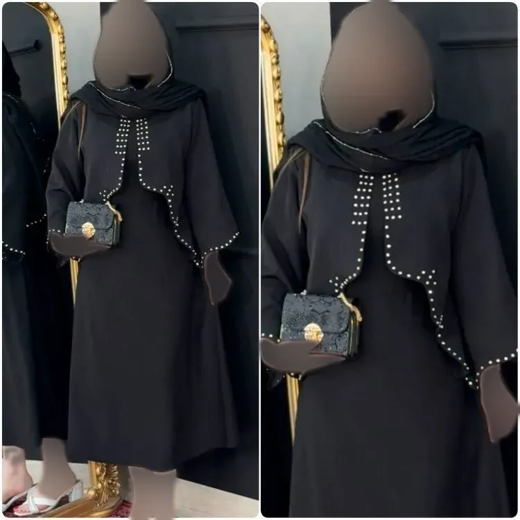 ست سارافن و کت زنانه مدل ماهسو جنس کتان لینن رنگ مشکی فری سایز