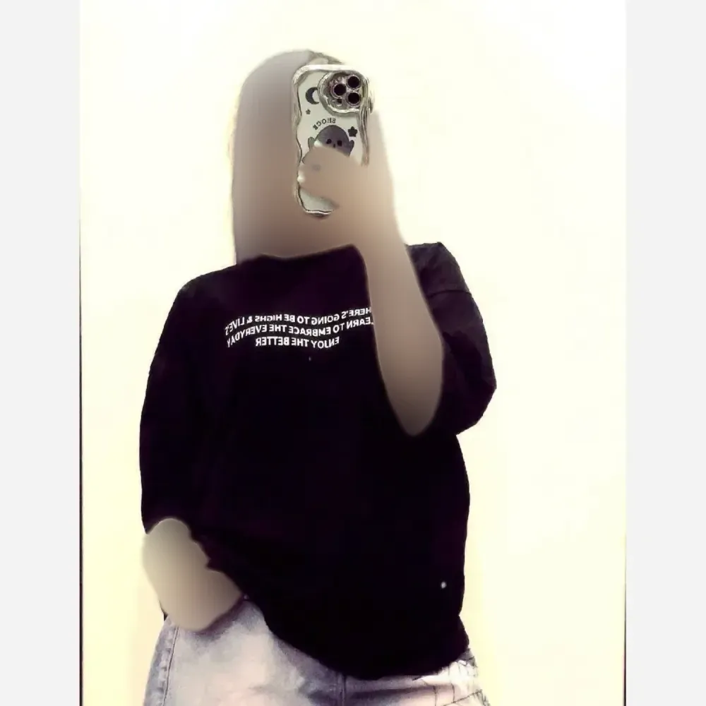 تیشرت باکسی زنانه طرح enjoy جنس سوپر پنبه رنگ مشکی فری سایز