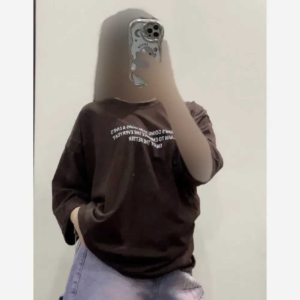 تیشرت باکسی زنانه طرح enjoy جنس سوپر پنبه رنگ مشکی فری سایز