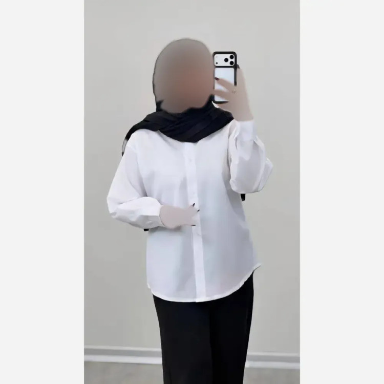 شومیز سفید ساده زنانه جنس تترون خنک فری سایز 36 تا 48