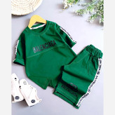 ست تیشرت و شلوارک پسرانه و دخترانه مدل بالنسیا مناسب 3 تا 12 سال در 4 رنگ متنوع