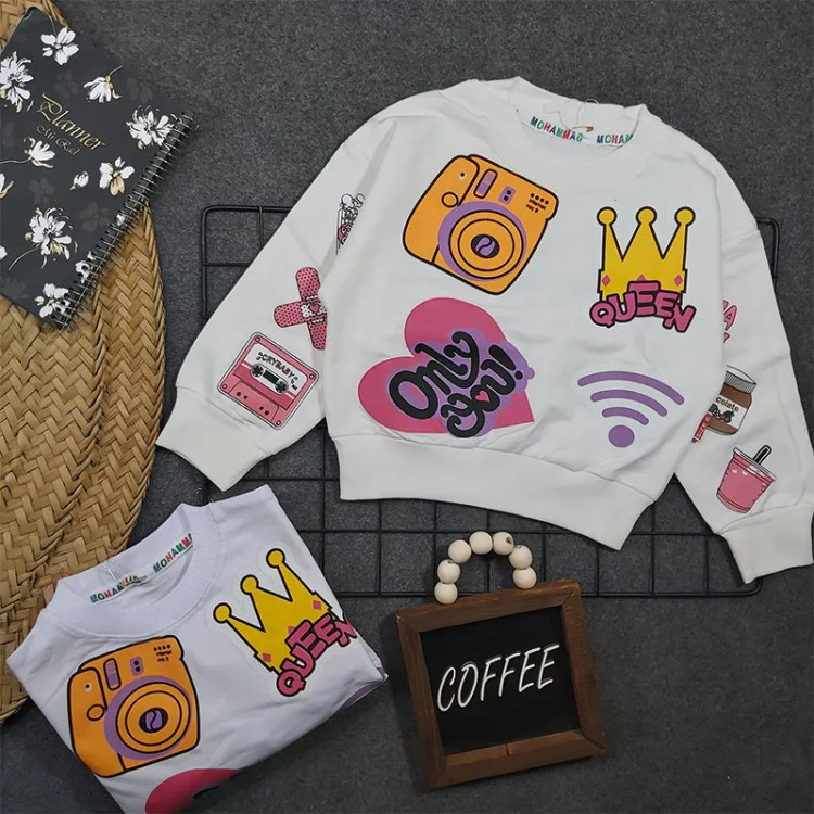 کراپ دخترانه طرح دوربین جنس دو رو پنبه سوپر درجه یک