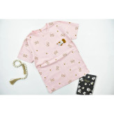 تیشرت دخترانه یقه گرد طرح پاپیونی پنبهای کد 11432