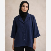 شومیز زنانه لنین اورسایز یقه انگلیسی بهاره آبی آسمانی کد 12345