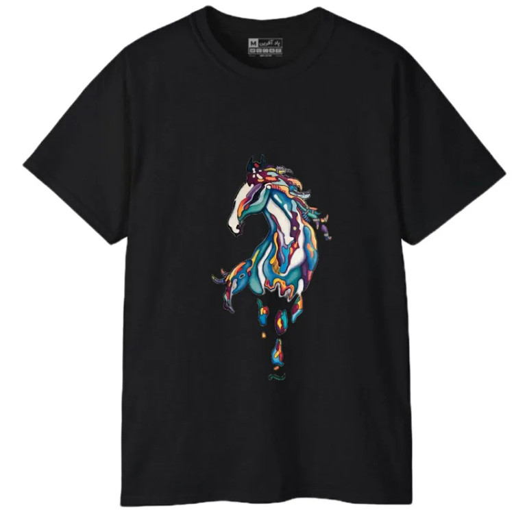 تیشرت آستین کوتاه مردانه پاد آفرین مدل حیوانات اسب کد 1681 طرح چاپ مقاوم