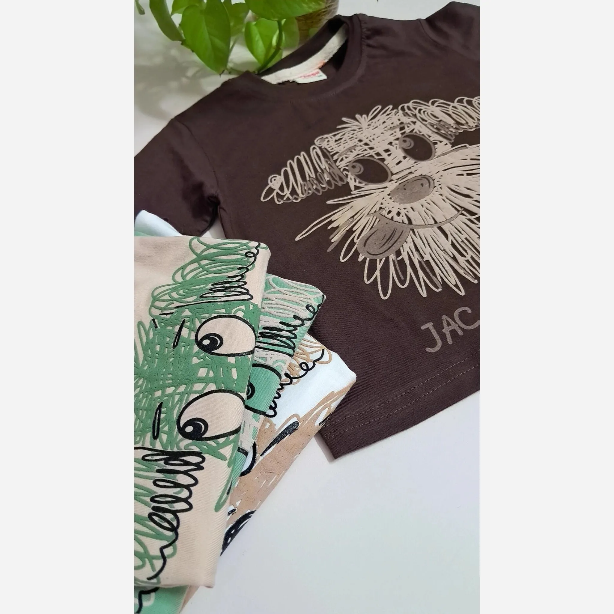 ست تیشرت و شلوارک پسرانه طرح هاپو جنس پنبه یک رو