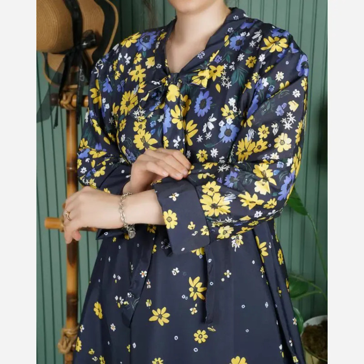 پیراهن کلوش بلند کرپ بوگاتی ترک فری سایز
