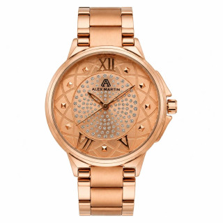 ساعت مچی زنانه الکس مارتین مدل 8016 رنگ رزگلد با موتور ژاپن و گارانتی 12 ماهه