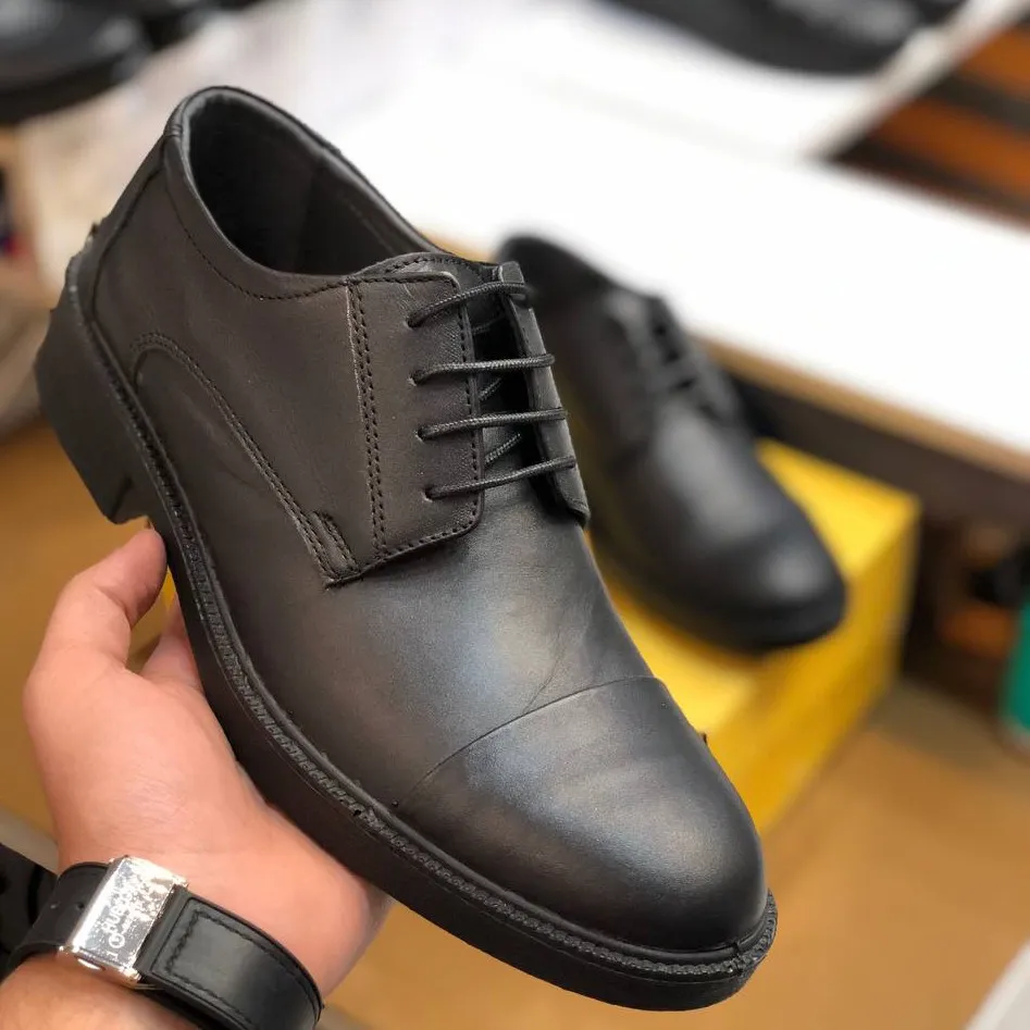 کفش چرم مردانه بندی مدل اروین رنگ مشکی زیره طبی پیو