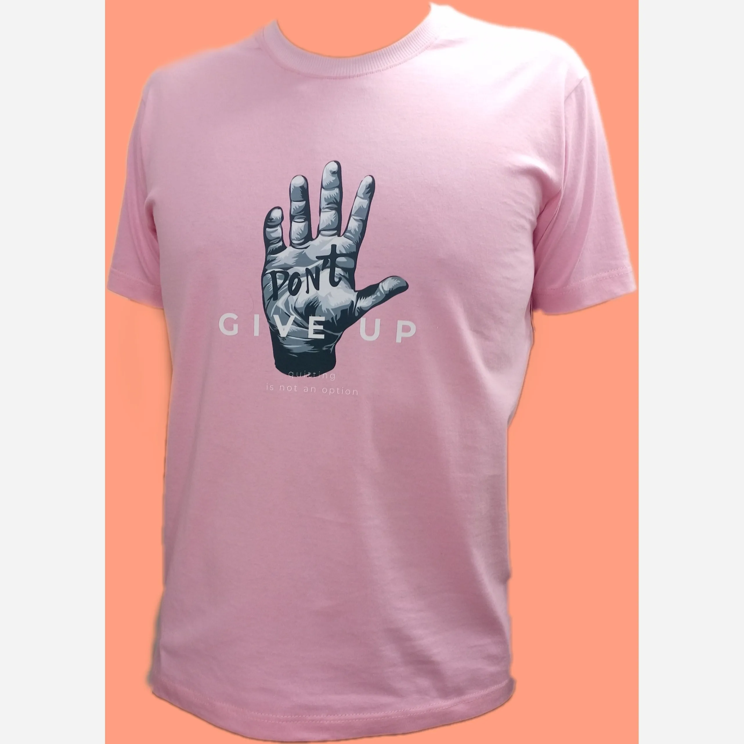 تیشرت نخ پنبه پسرانه و دخترانه طرح Don't Give up رنگ مشکی و صورتی