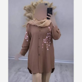 شومیز مانتویی آرتینا جنس شانتون گلدوزی شده