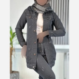 کت جین بلند زنانه ضخیم سنگشور شده در رنگبندی و سایزبندی متنوع