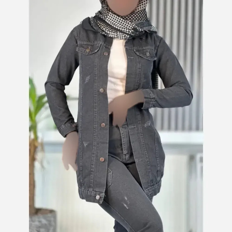 کت جین بلند زنانه ضخیم سنگشور شده در رنگبندی و سایزبندی متنوع