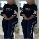 ست تیشرت و شلوار اسپان گلکسی زنانه رنگ مشکی فری سایز مدل enjoy