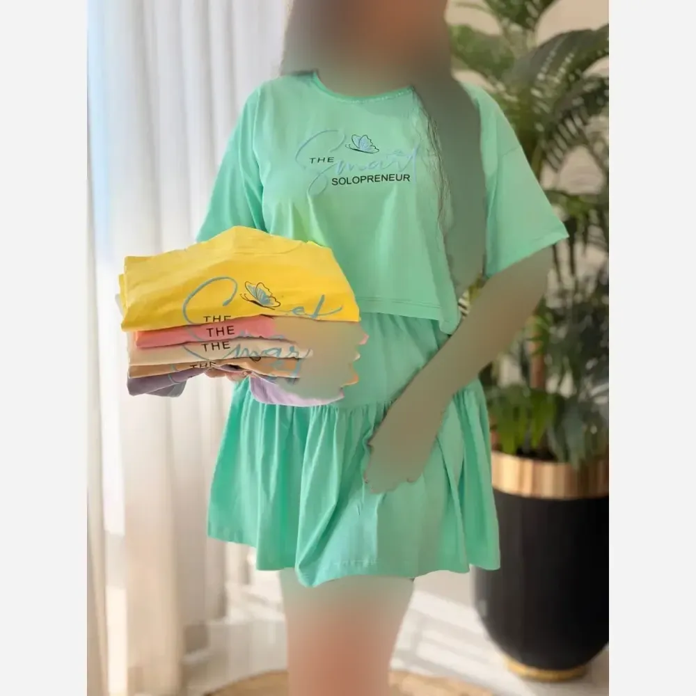 ست بلوز و دامن زنانه پنبه درجه یک ساشا فری سایز