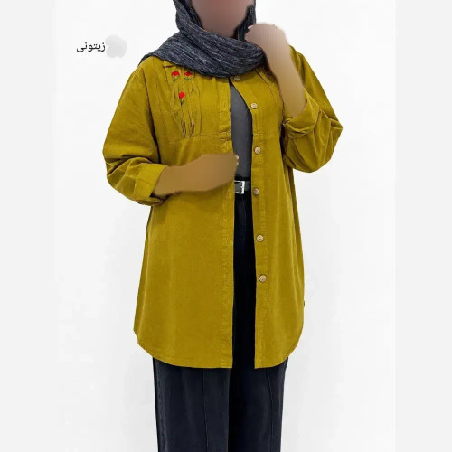 مانتو الیاف لینن گلدوزی شده مدل نازیلا فری سایز