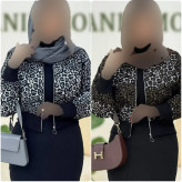 بامبر پلنگی زنانه جنس گلیمی فری سایز در رنگ بندی سرمه ای، قرمز، سبز و صورتی