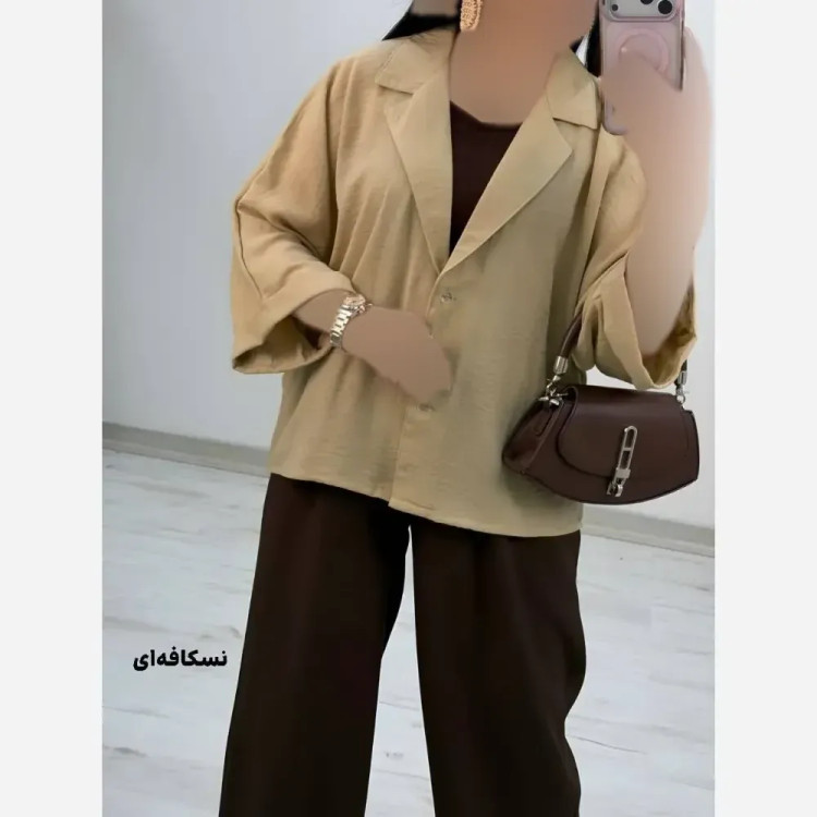 شومیز زنانه جنس شانتون مدل کمند فری سایز 38 تا 48