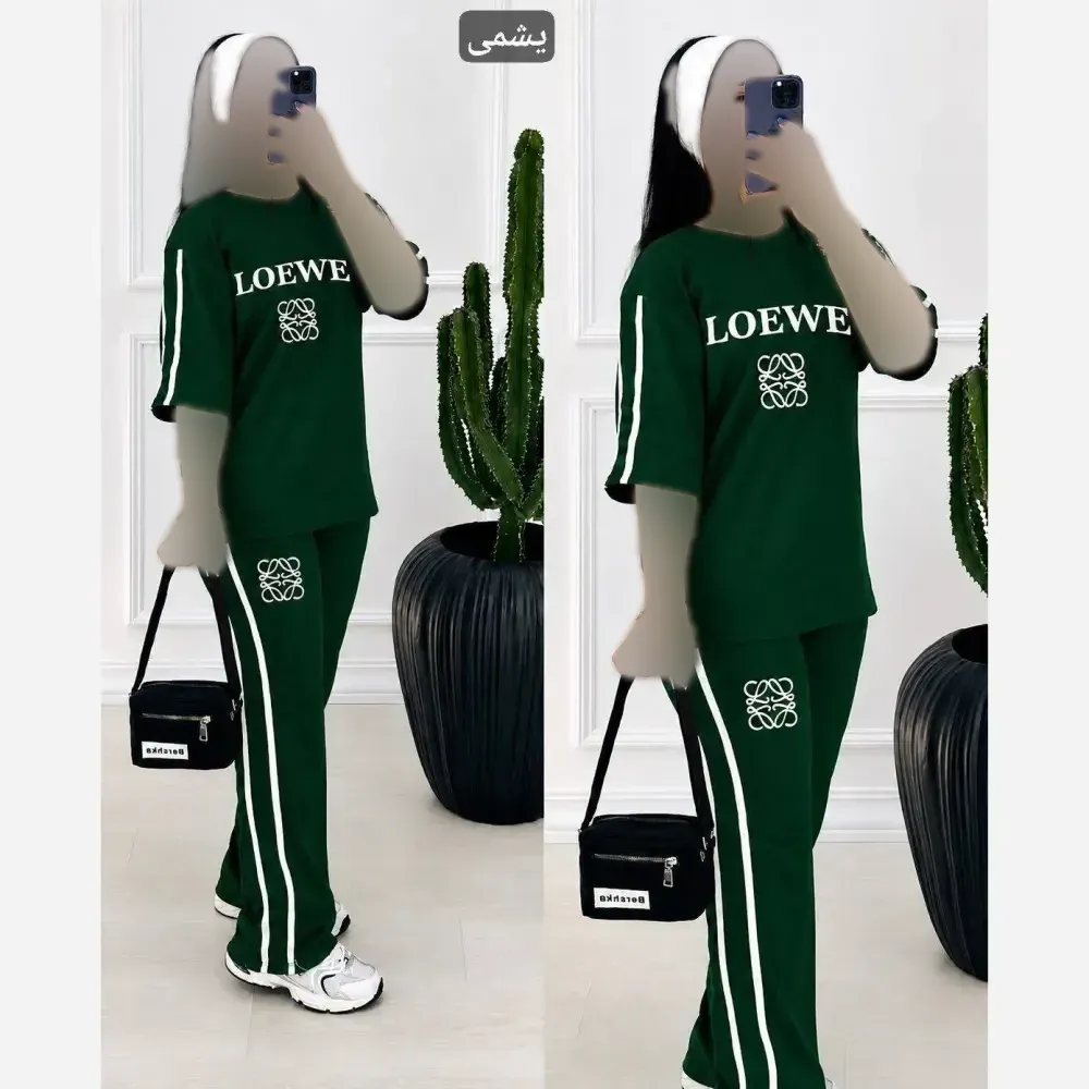 ست تیشرت شلوار زنانه ویسکوز پنبه فول کش لووه سایز 36 تا 46