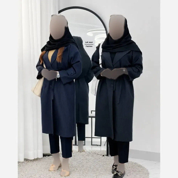 مانتو دیپلمات کیانا جنس دیپلمات مکانیک اعلا مشکی سرمه ای سایز 36تا44 46تا50 قد 105