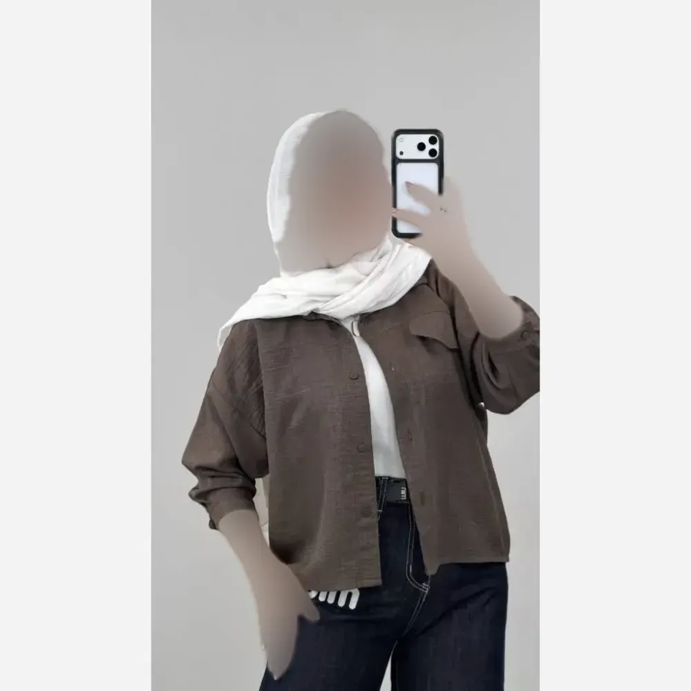 شومیز مانتویی بنفشه جنس شانتون ژاکارد فری سایز