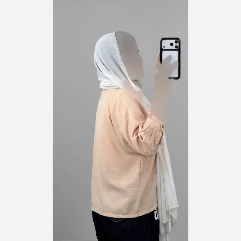 شومیز مانتویی بنفشه جنس شانتون ژاکارد فری سایز