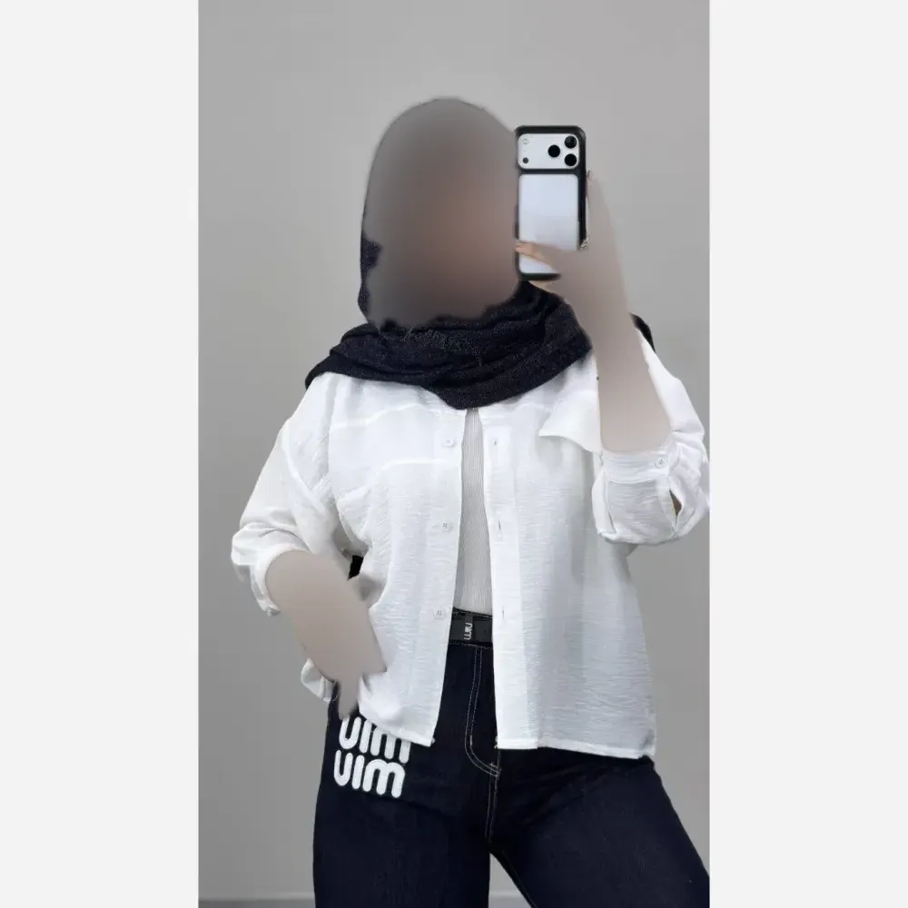 شومیز مانتویی بنفشه جنس شانتون ژاکارد فری سایز