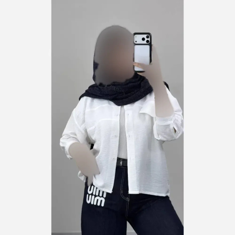 شومیز مانتویی بنفشه جنس شانتون ژاکارد فری سایز