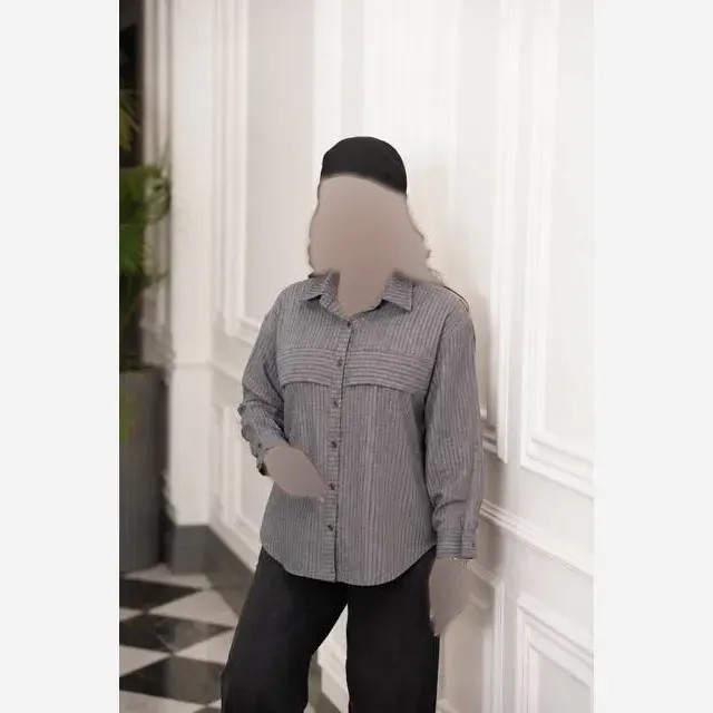 شومیز زنانه لینن ترک فری سایز رنگ بندی متنوع