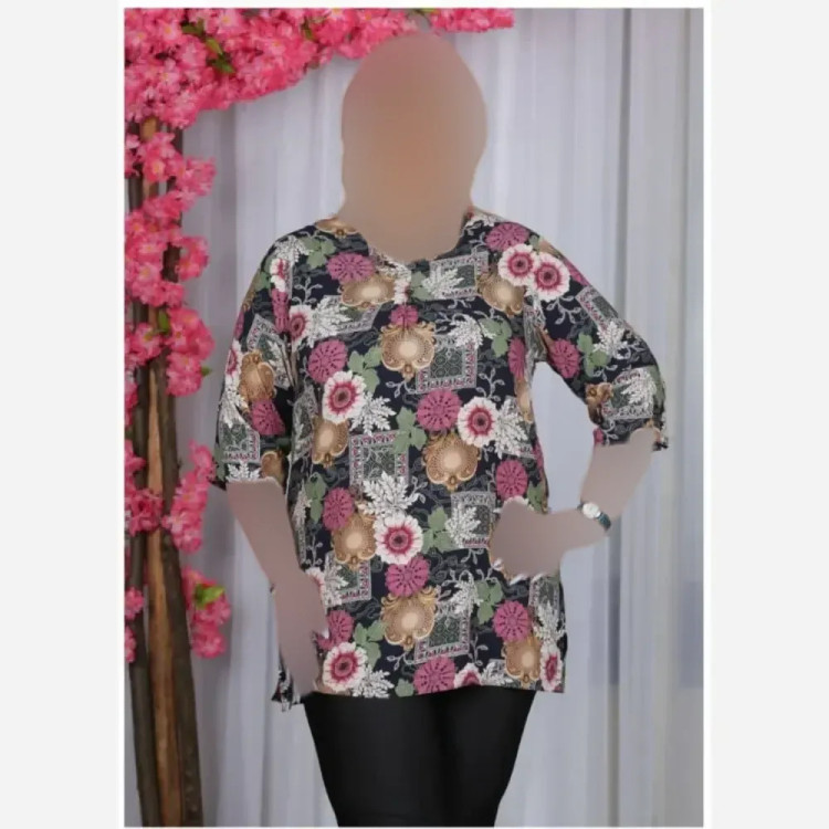 تونیک بلند نخی قواره دار خنک بهار و تابستان سایز بزرگ