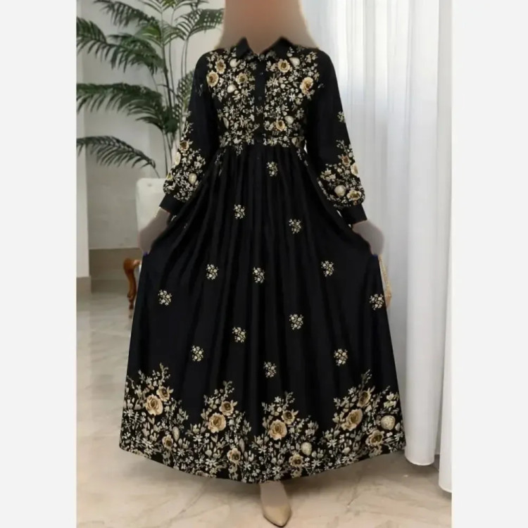 پیراهن زنانه زنبق جنس بوگاتی درجه یک فری سایز