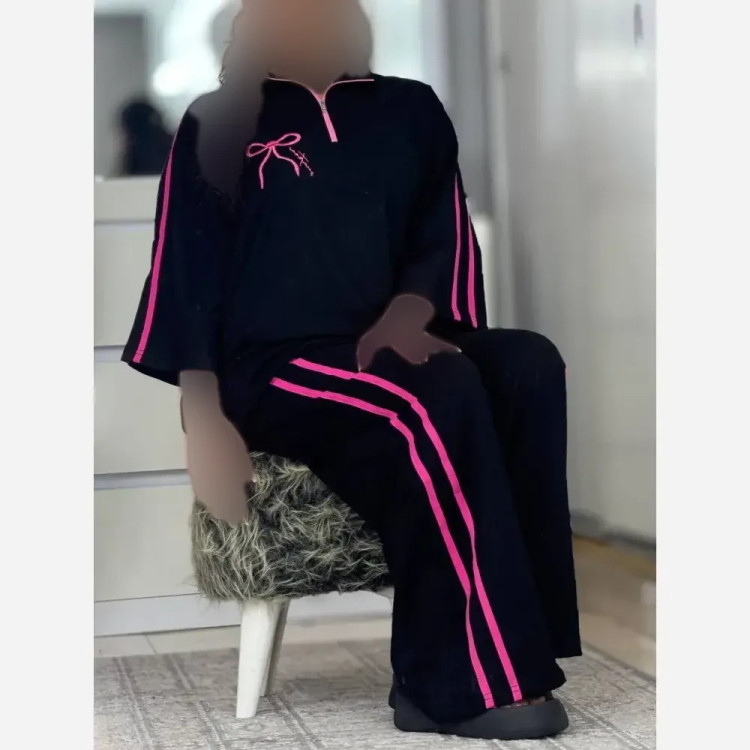 ست ژاله نخ پنبه با کیفیت فری سایز 38 تا 46 رنگ بندی سفید مشکی و صورتی مشکی