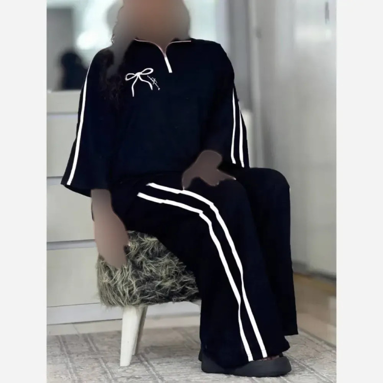 ست ژاله نخ پنبه با کیفیت فری سایز 38 تا 46 رنگ بندی سفید مشکی و صورتی مشکی