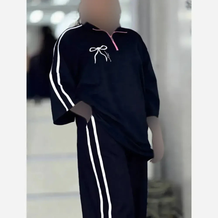 ست ژاله نخ پنبه با کیفیت فری سایز 38 تا 46 رنگ بندی سفید مشکی و صورتی مشکی