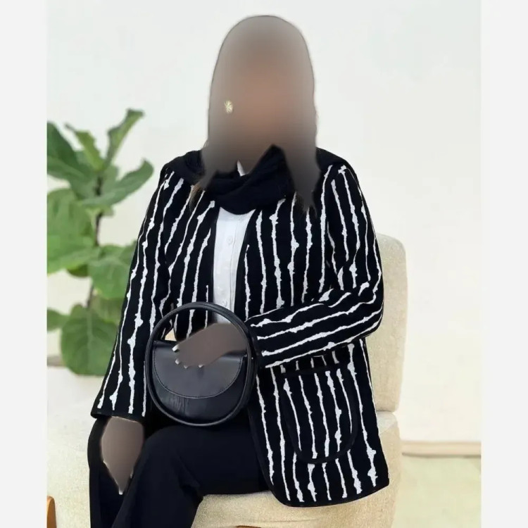 کت الیزا تافته سوزن دوزی رنگ مشکی فری سایز