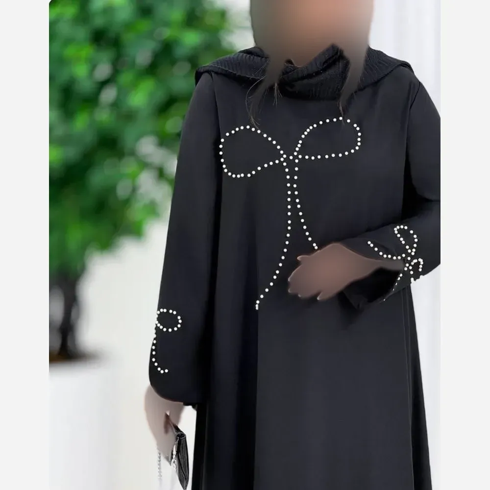 عبا پاپیون کریستالی مشکی الیزه درجه یک قد 135 فری سایز 38 تا 48