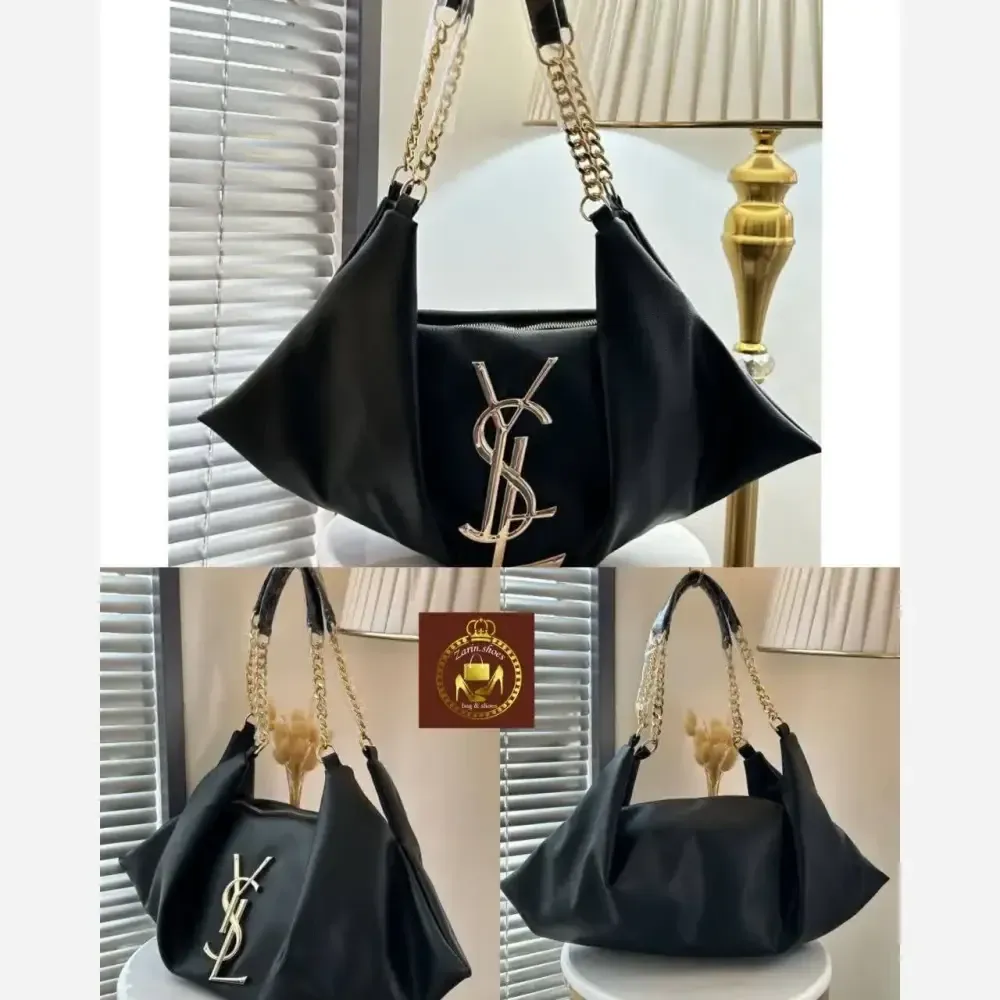 کیف یاشیل چرم با کیفیت مجلسی و اسپرت رنگ طلایی و نقره ای