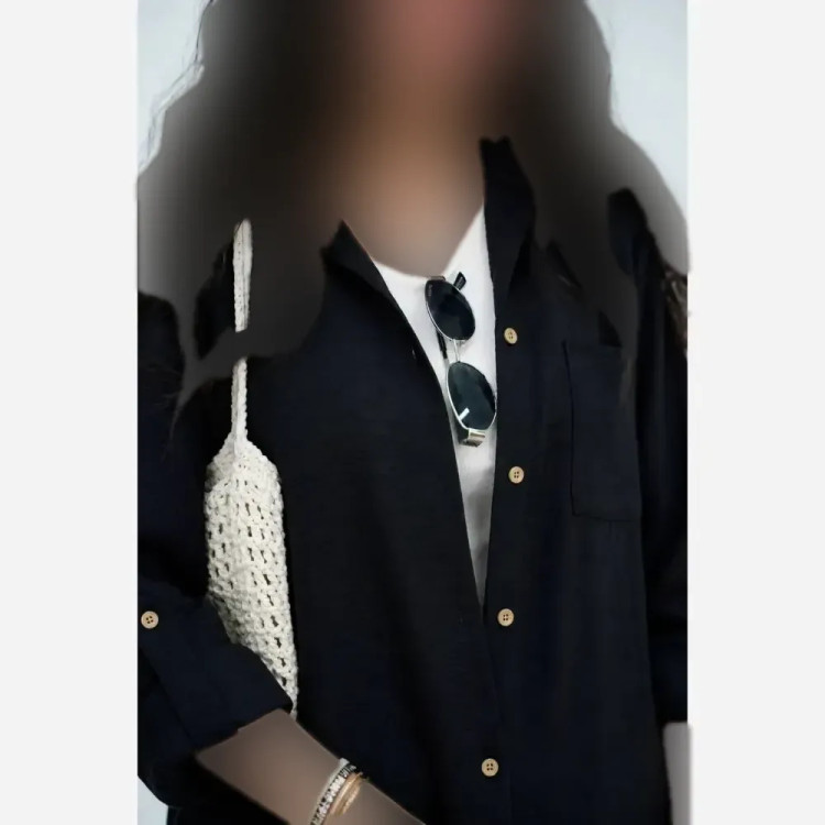 شومیز تک جیب بارانا جنس صوفیا رنگ مشکی سایز فری 38 تا 46