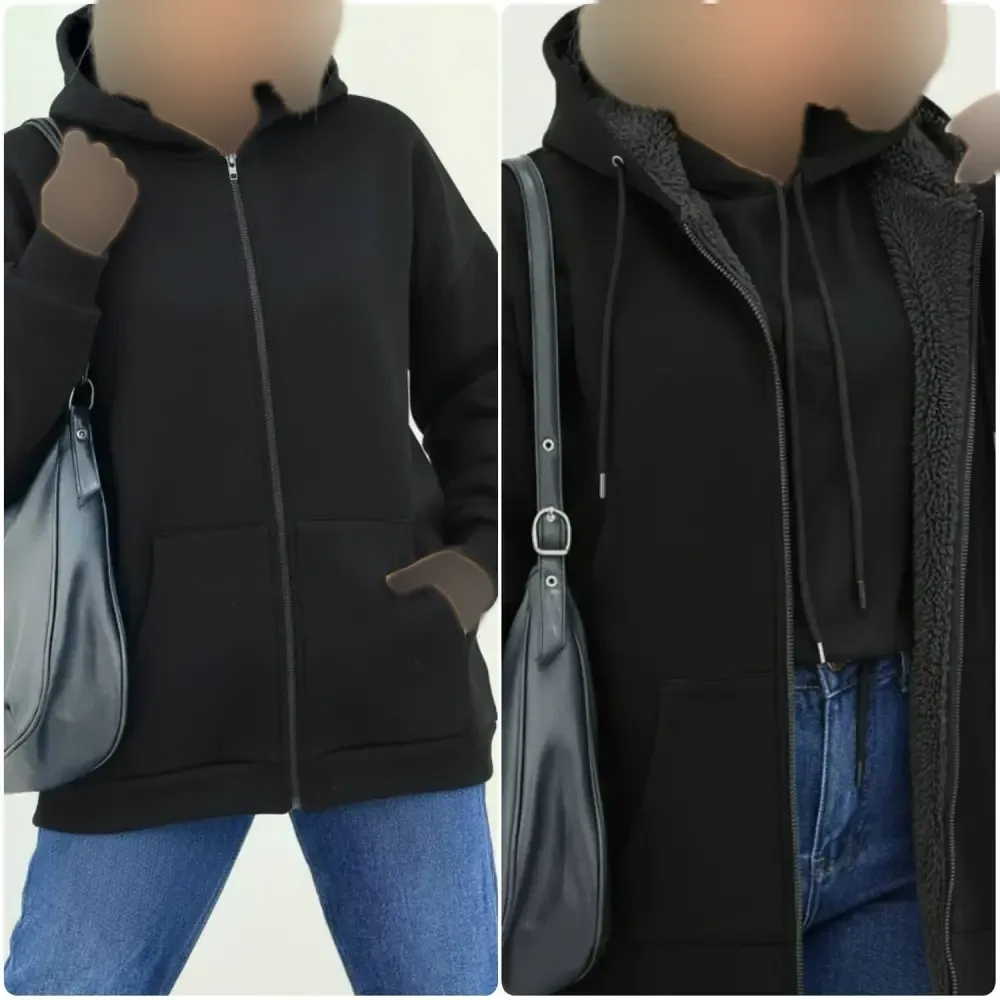 سویشرت جلو زیپ ساده دورس توکرکی مشکی سایز فری 38 تا 46