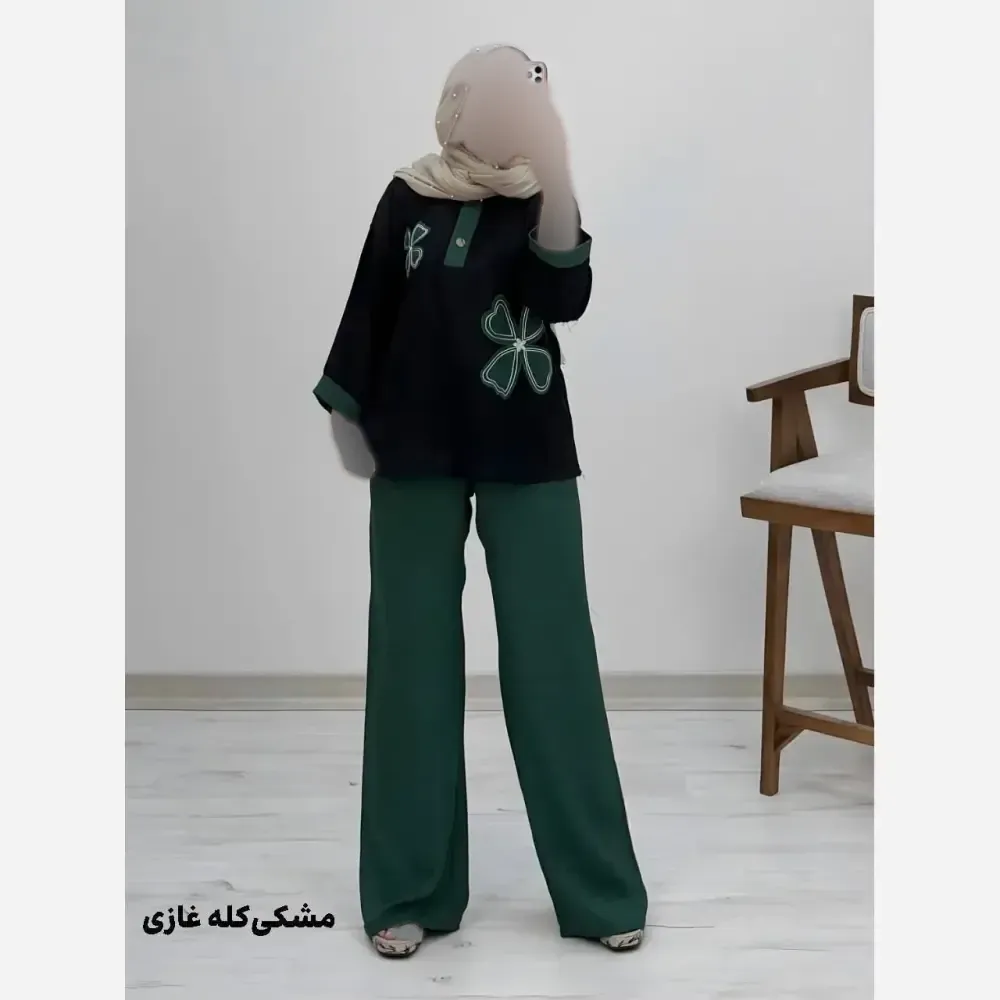 ست شومیز کنفی و شلوار شانتون هیلدا فری سایز 38 تا 46