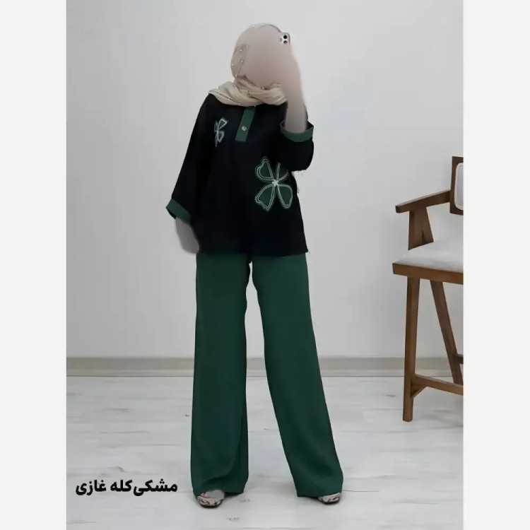 ست شومیز کنفی و شلوار شانتون هیلدا فری سایز 38 تا 46