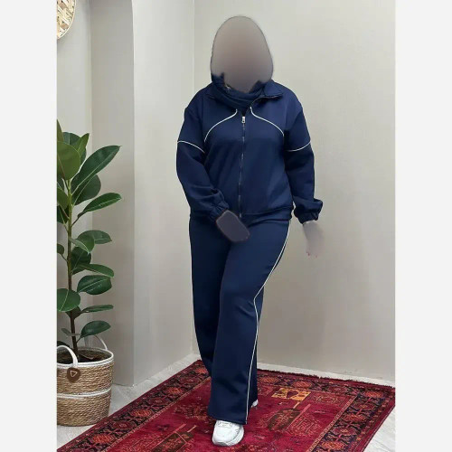 ست سویشرت و شلوار مستانه جنس مازراتی درجه یک رنگ مشکی سورمه ای شکلاتی سایز فری 36 تا 46