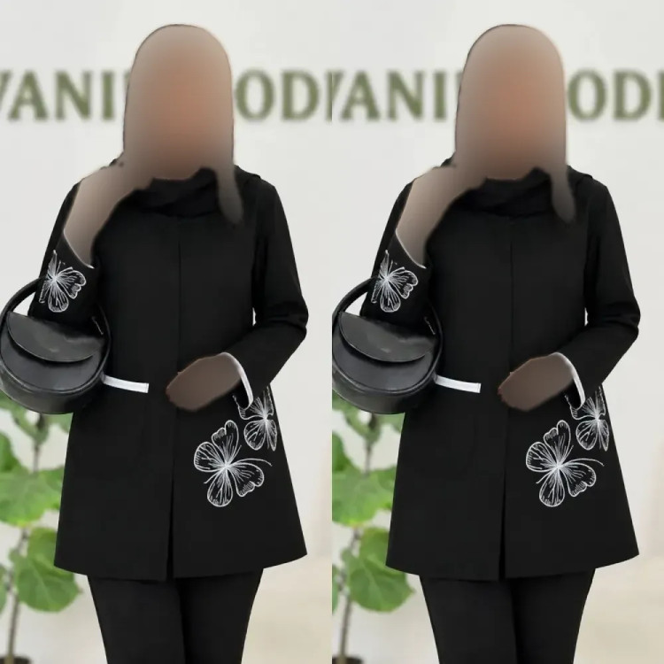 کت زنانه توکا جنس مازراتی درجه یک گلدوزی شده فری سایز