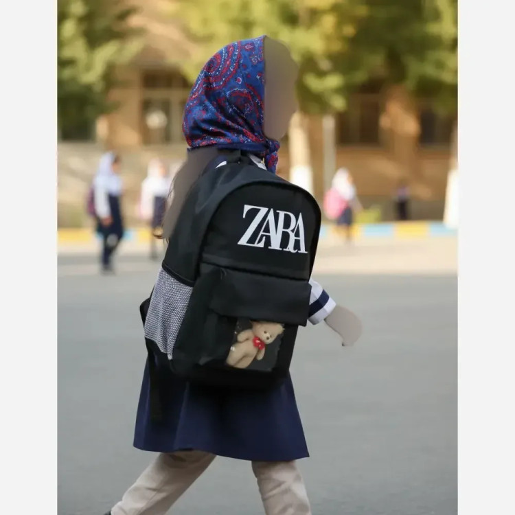 کوله پشتی عروسکی زنانه چرمی مدل زارا رنگ مشکی و زرشکی و سبز