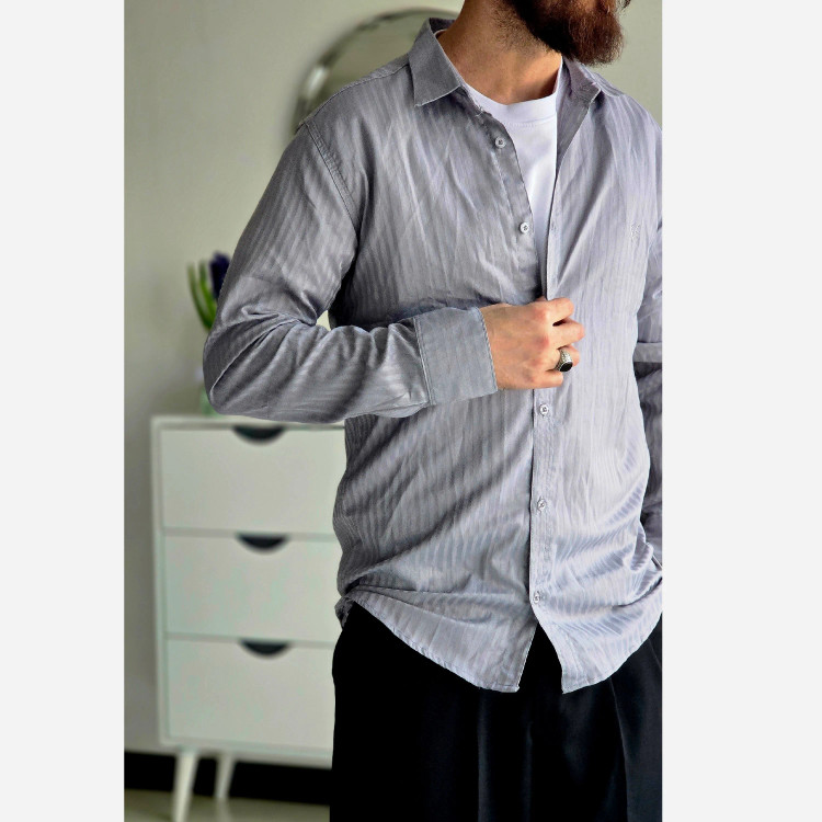 پیراهن مردانه آستین بلند دیپلمات پارچه جاکارد کشی سایز M تا XXL