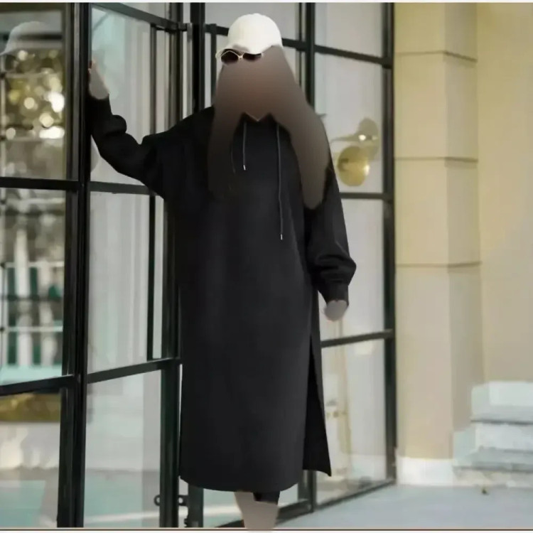 هودی زنانه مدل لندو دورس تو کرکی ضخیم کلاهدار رنگ مشکی فری سایز