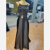 ماکسی مجلسی مدل آرمیتا ساتن آمریکایی و پولک مخمل مشکی نقره ای سایز 38 تا 46
